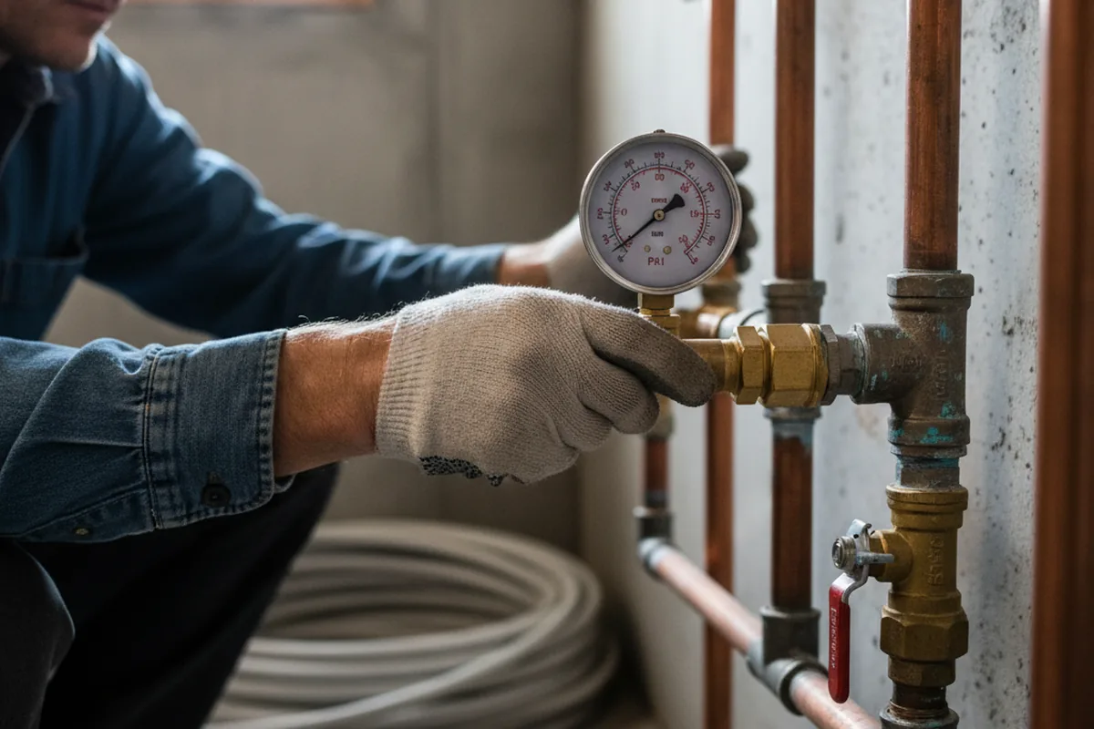 Pressure testing a repaired line during Water Line Repair in Winters